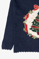 Vintage Navy Blue Tiara International Tree Ugly Christmas Pullover (1990s)