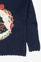 Vintage Navy Blue Tiara International Tree Ugly Christmas Pullover (1990s)