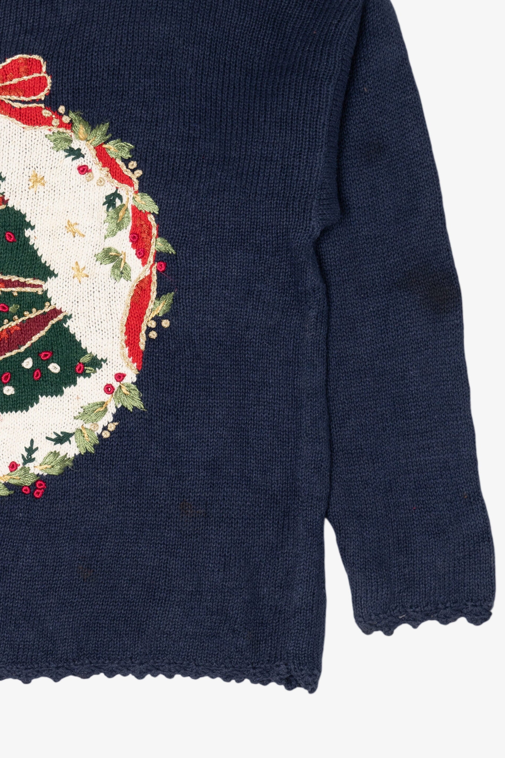 Vintage Navy Blue Tiara International Tree Ugly Christmas Pullover (1990s)