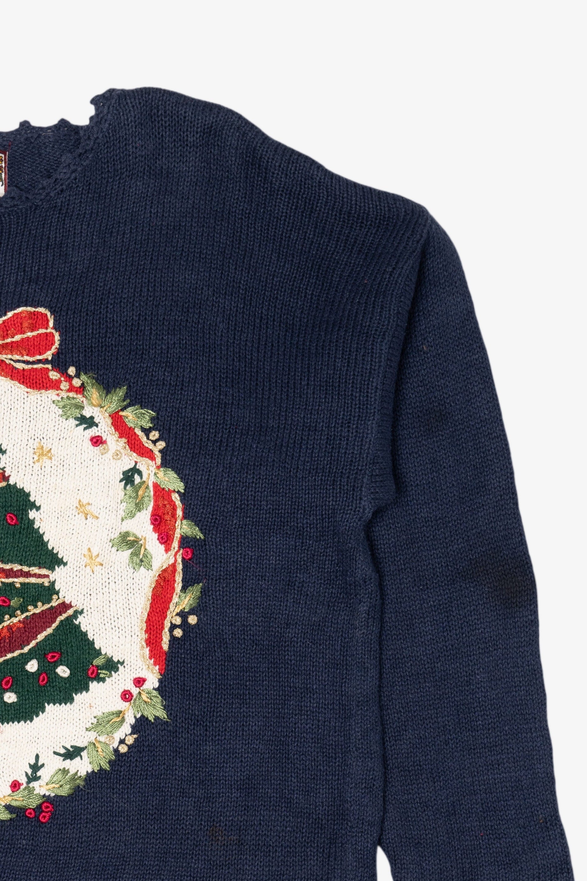 Vintage Navy Blue Tiara International Tree Ugly Christmas Pullover (1990s)