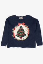 Vintage Navy Blue Tiara International Tree Ugly Christmas Pullover (1990s)