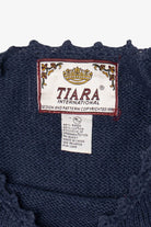 Vintage Navy Blue Tiara International Tree Ugly Christmas Pullover (1990s)