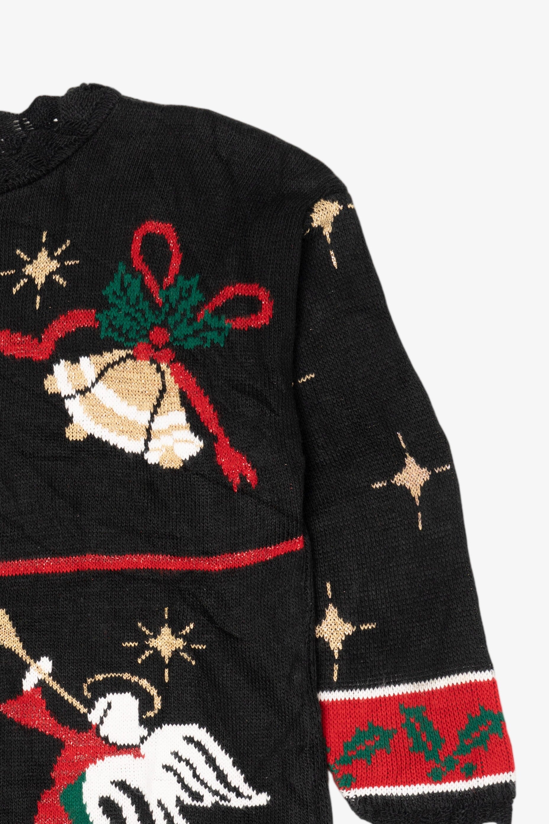Vintage Black Holiday Time Ugly Christmas Pullover (1980s)