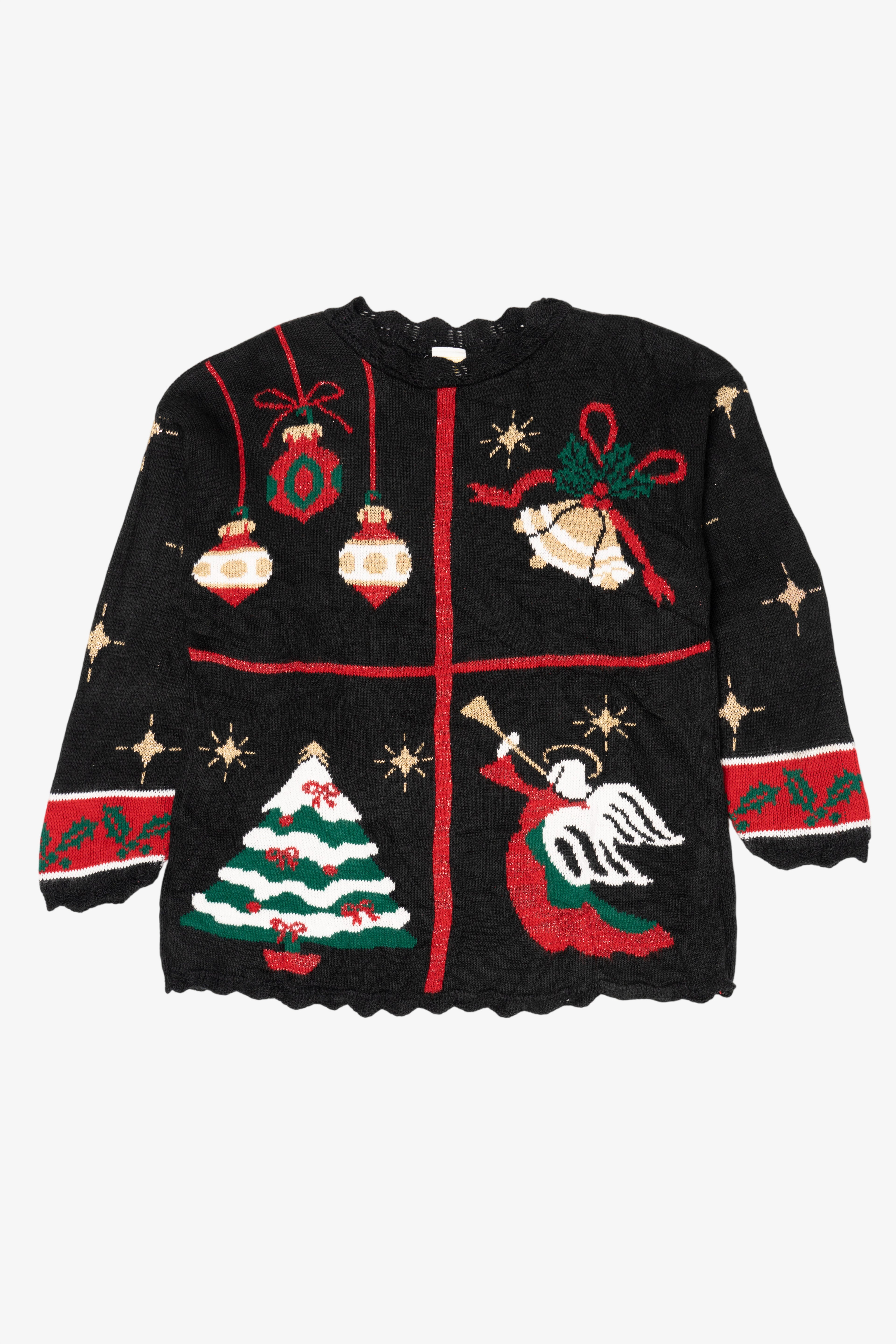 Vintage Black Holiday Time Ugly Christmas Pullover (1980s)