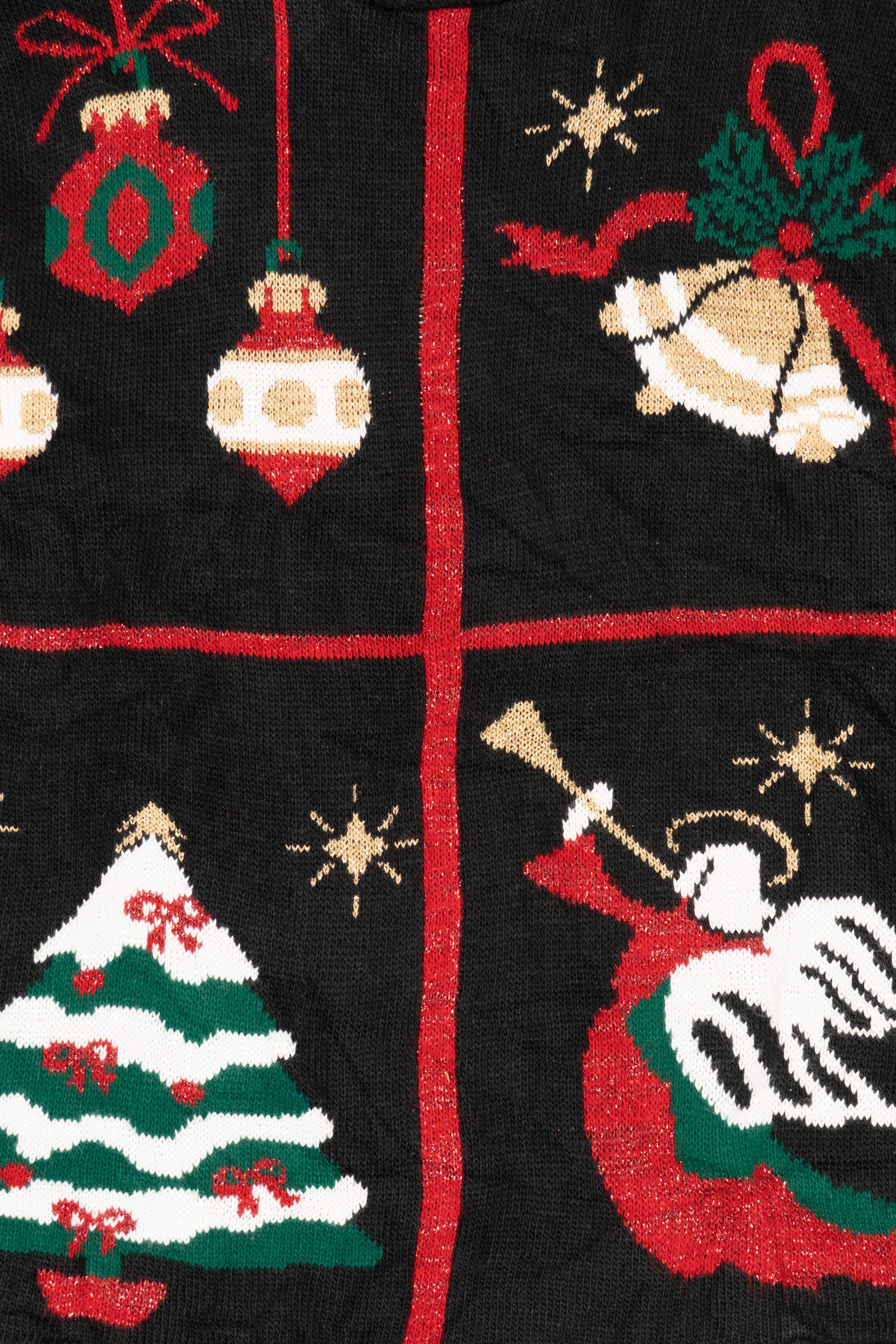 Vintage Black Holiday Time Ugly Christmas Pullover (1980s)