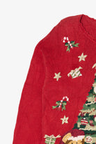 Vintage Red Heirloom Collectible Tree And Teddy Bears Ugly Christmas Pullover (2000s)