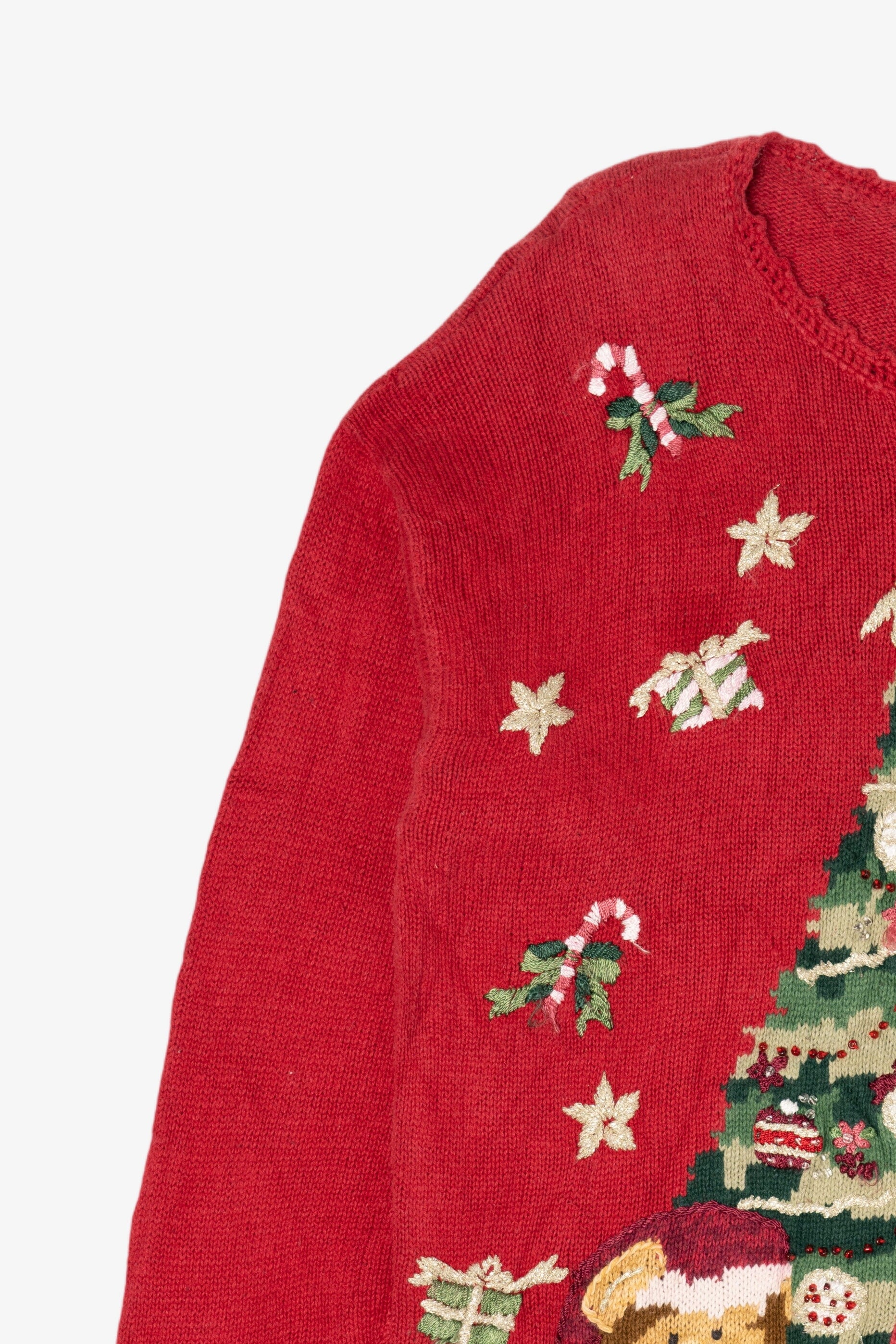 Vintage Red Heirloom Collectible Tree And Teddy Bears Ugly Christmas Pullover (2000s)
