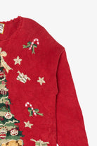 Vintage Red Heirloom Collectible Tree And Teddy Bears Ugly Christmas Pullover (2000s)