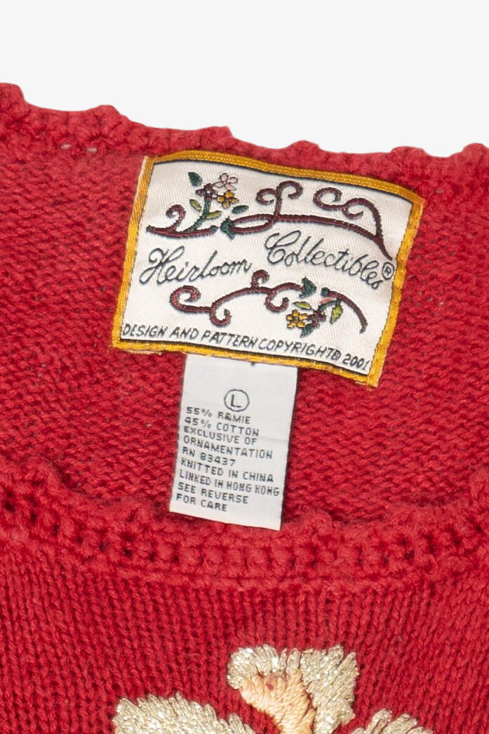 Vintage Red Heirloom Collectible Tree And Teddy Bears Ugly Christmas Pullover (2000s)