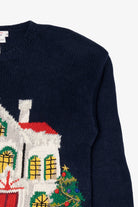 Vintage Hand Knit Navy Blue Talbots Winter House Ugly Christmas Pullover (1990s)