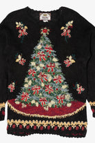 Vintage Black Tiara International Tree Ugly Christmas Pullover (2000s)