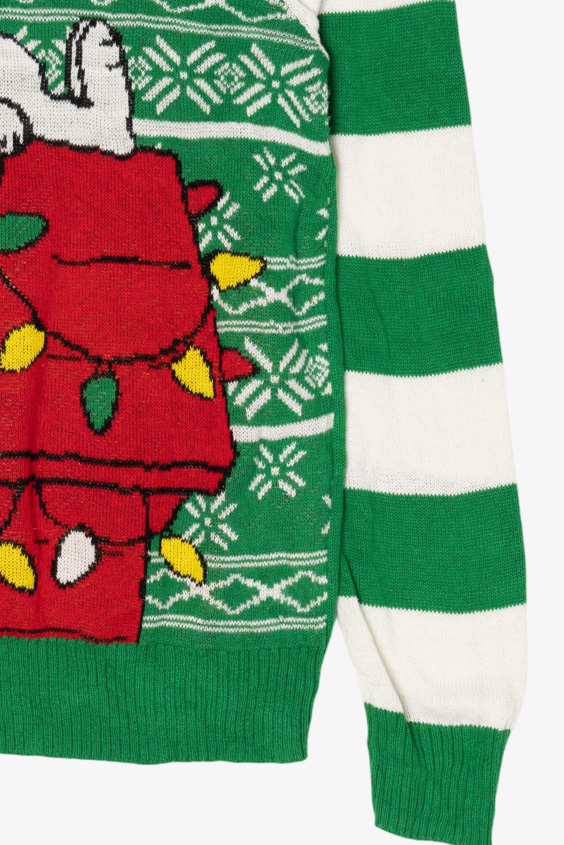 Striped Green Peanuts Snoopy "Just Chillin'" Ugly Christmas Pullover (2010s)
