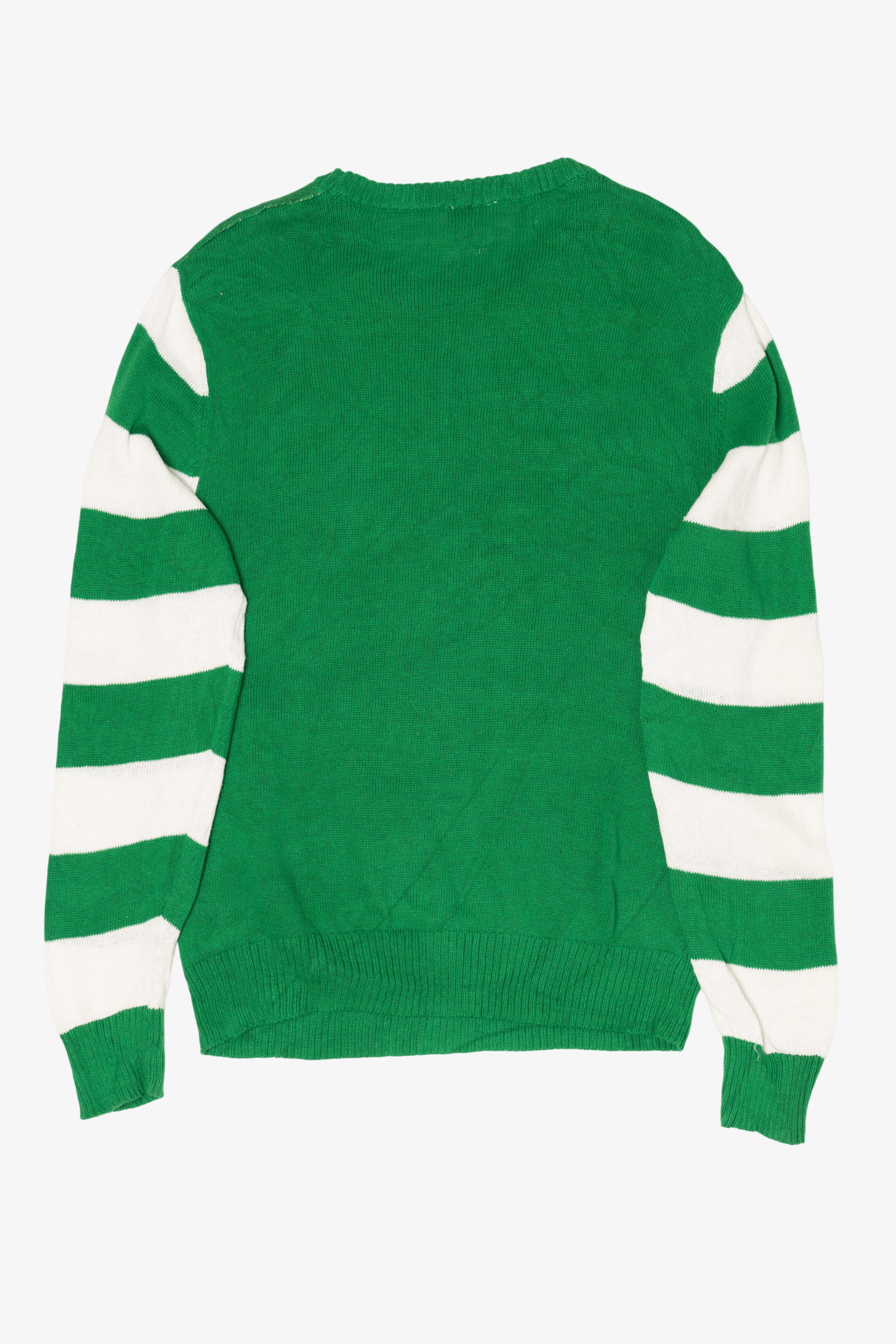 Striped Green Peanuts Snoopy "Just Chillin'" Ugly Christmas Pullover (2010s)