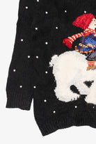 Vintage Hand Knit Black Marisa Christina Polar Bear Ugly Christmas Pullover (1990s)