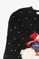 Vintage Hand Knit Black Marisa Christina Polar Bear Ugly Christmas Pullover (1990s)