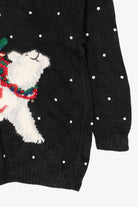 Vintage Hand Knit Black Marisa Christina Polar Bear Ugly Christmas Pullover (1990s)