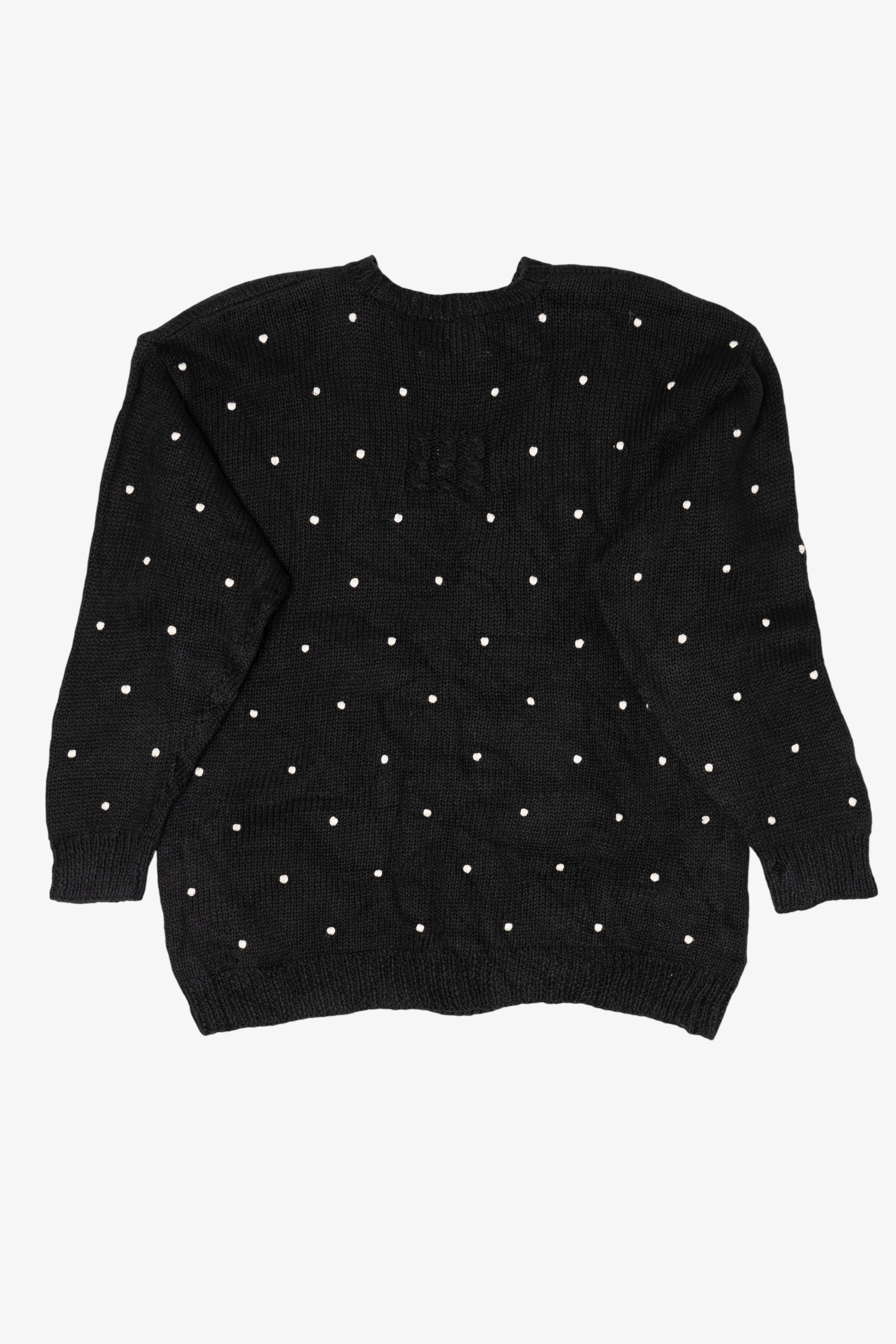 Vintage Hand Knit Black Marisa Christina Polar Bear Ugly Christmas Pullover (1990s)