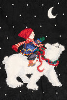 Vintage Hand Knit Black Marisa Christina Polar Bear Ugly Christmas Pullover (1990s)