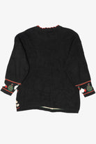 Vintage Black Nutcracker Teddy Bears And Ornaments Ugly Christmas Pullover (1980s)