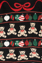 Vintage Black Nutcracker Teddy Bears And Ornaments Ugly Christmas Pullover (1980s)