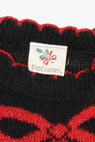 Vintage Black Nutcracker Teddy Bears And Ornaments Ugly Christmas Pullover (1980s)