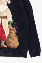Vintage Navy Blue Talbots Saint Nick Ugly Christmas Pullover (1990s)