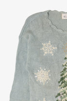 Vintage Light Blue Kathie Lee Tree Ugly Christmas Pullover (1990s)