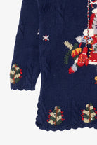 Vintage Navy Blue Belle Pointe Santa Ugly Christmas Pullover (1990s)