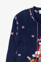 Vintage Navy Blue Belle Pointe Santa Ugly Christmas Pullover (1990s)
