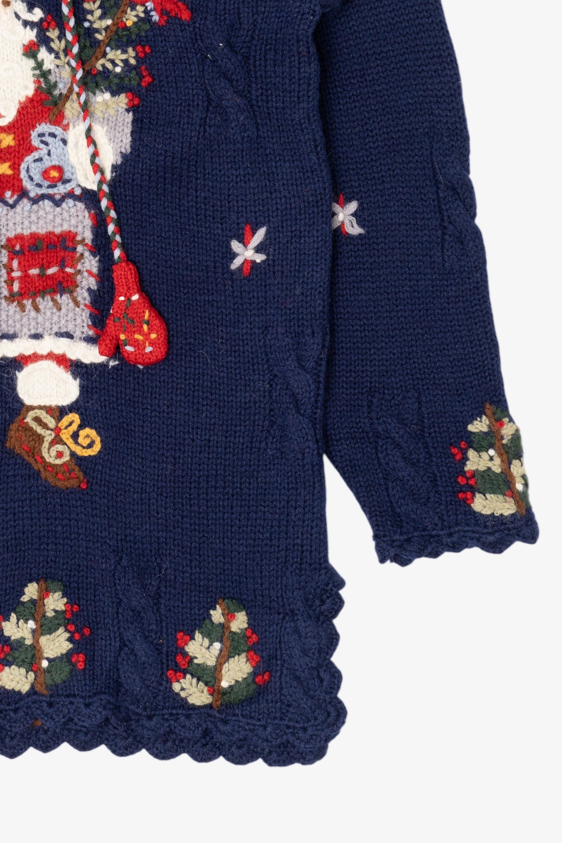 Vintage Navy Blue Belle Pointe Santa Ugly Christmas Pullover (1990s)