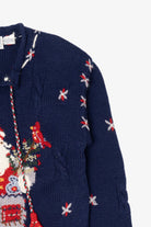 Vintage Navy Blue Belle Pointe Santa Ugly Christmas Pullover (1990s)