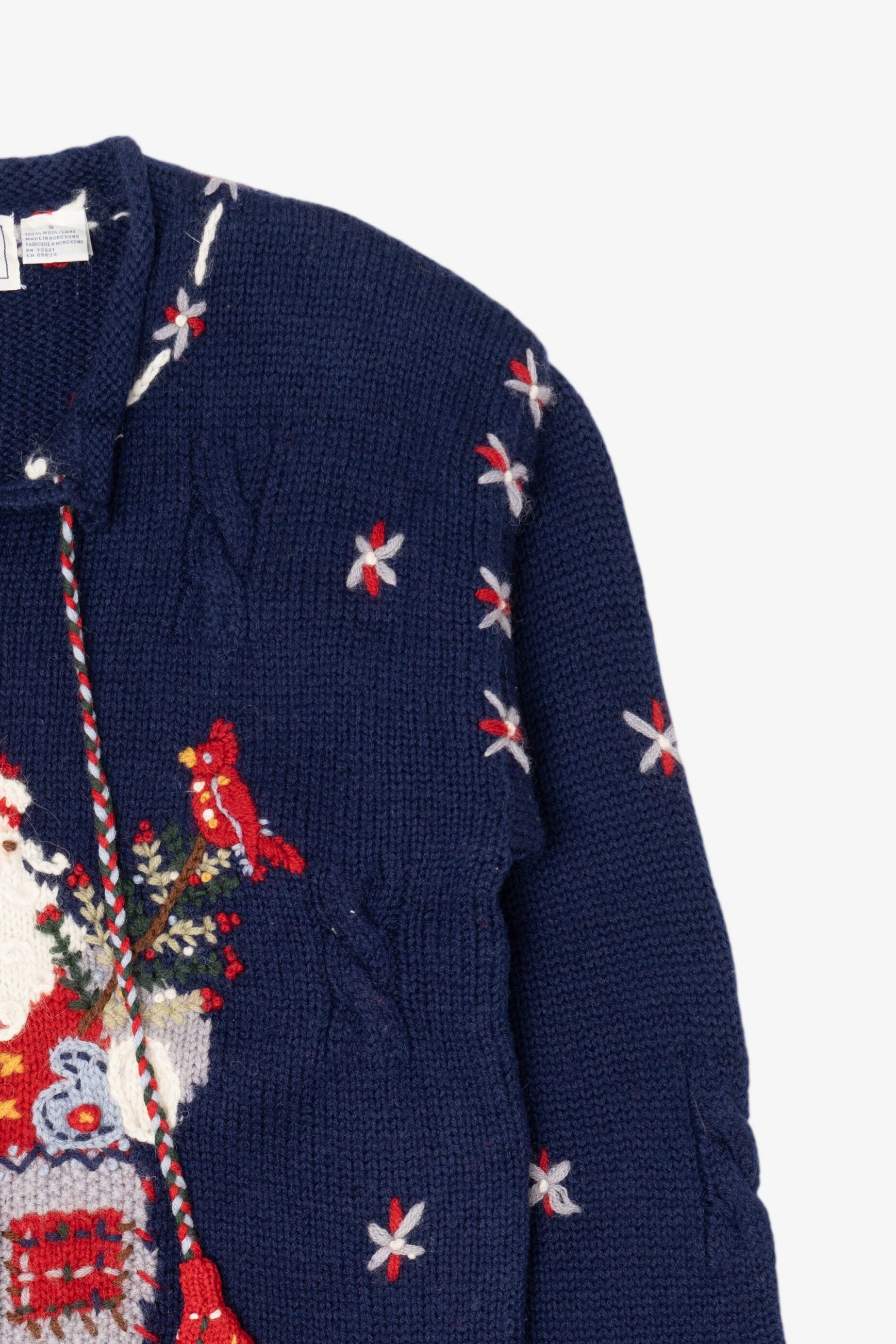 Vintage Navy Blue Belle Pointe Santa Ugly Christmas Pullover (1990s)