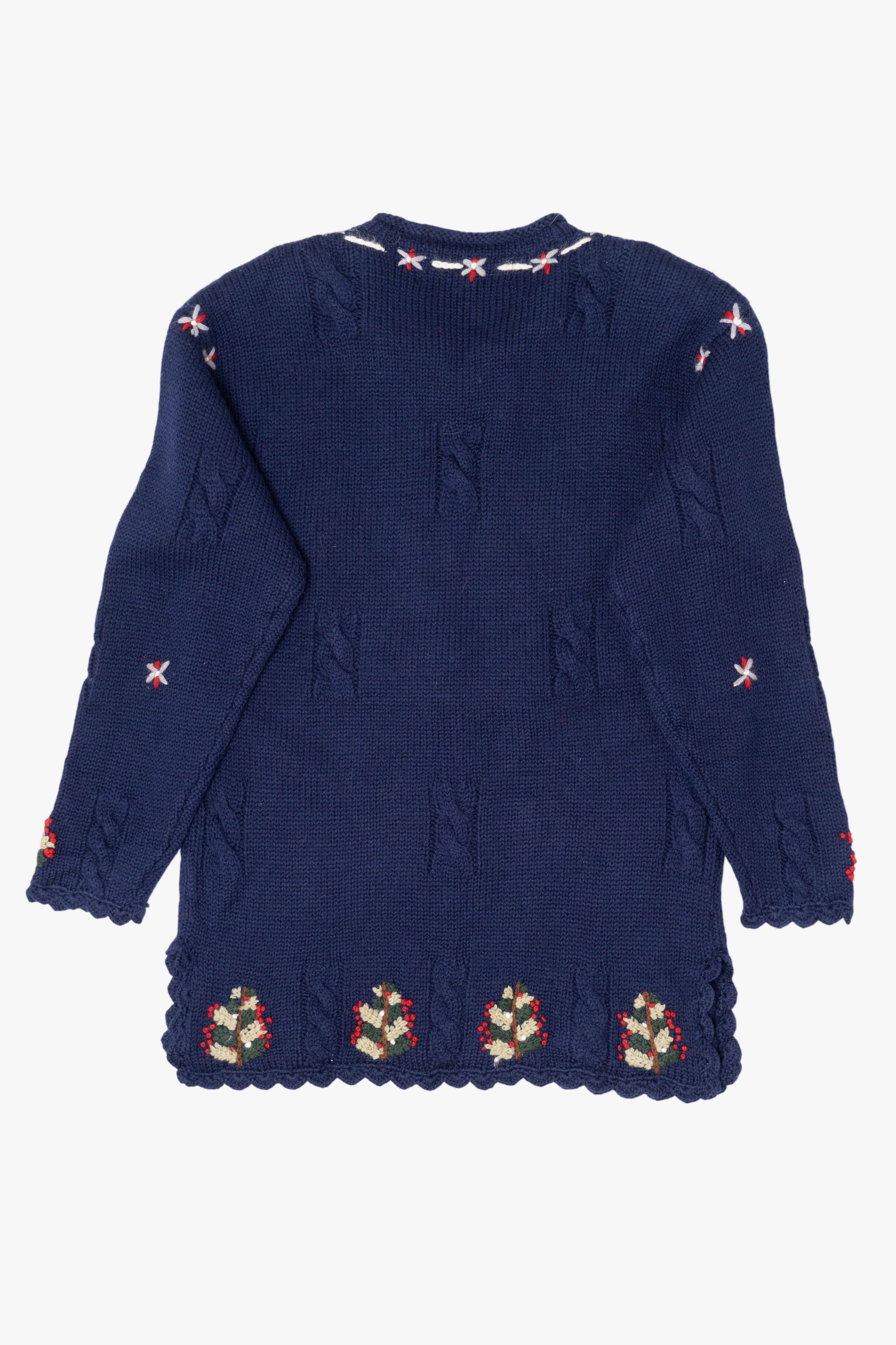 Vintage Navy Blue Belle Pointe Santa Ugly Christmas Pullover (1990s)