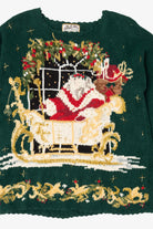 Vintage Green Heirloom Collectibles Santa Ugly Christmas Pullover (1990s)