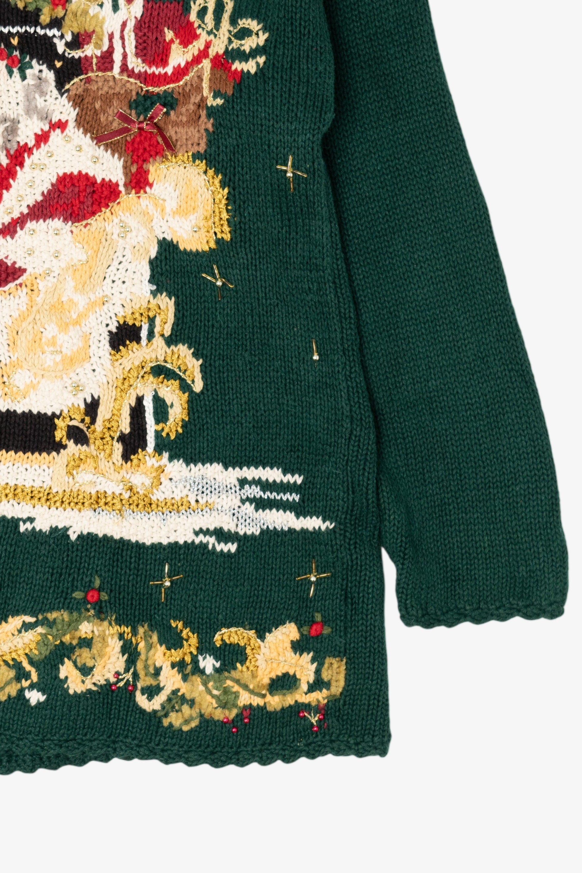 Vintage Green Heirloom Collectibles Santa Ugly Christmas Pullover (1990s)