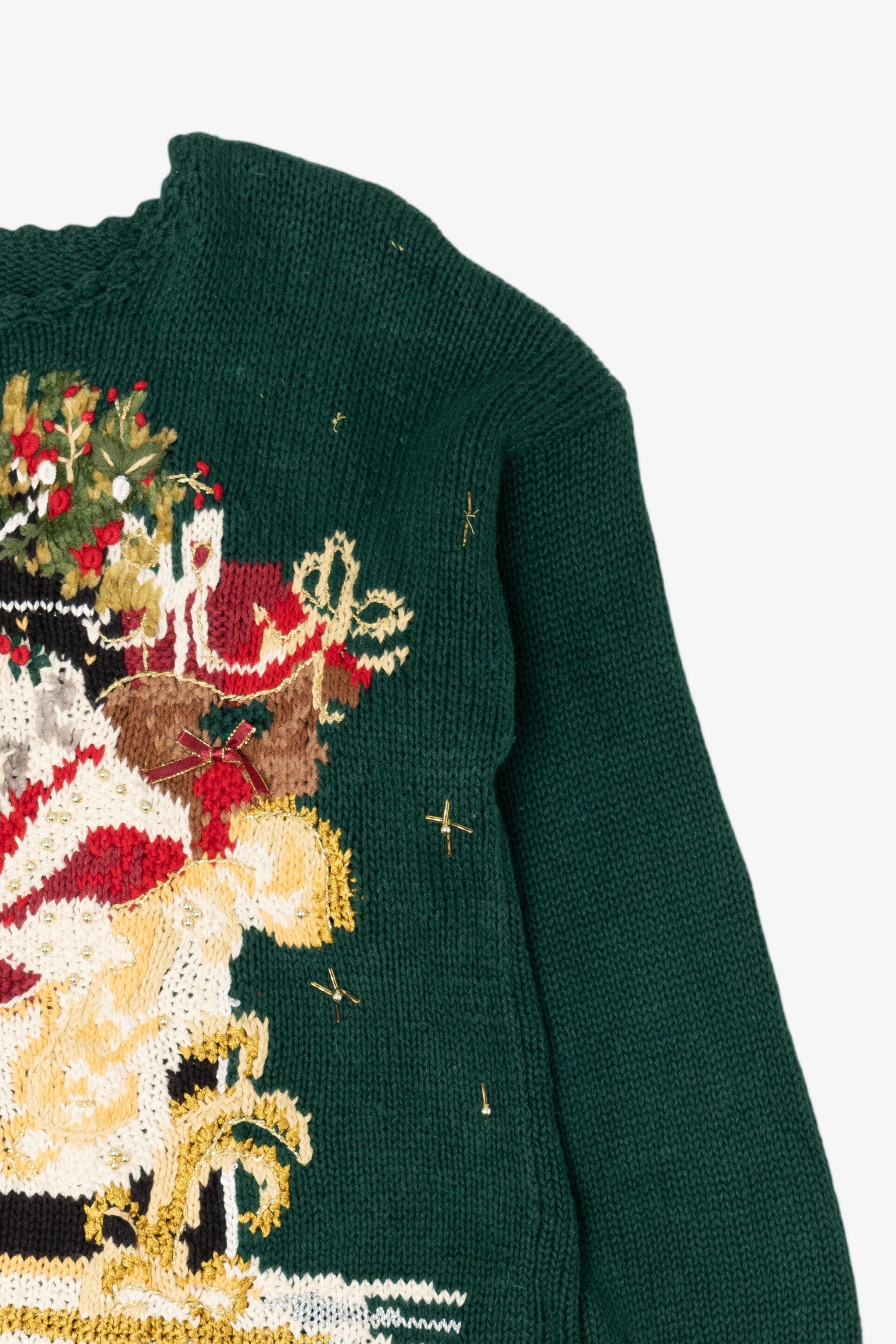Vintage Green Heirloom Collectibles Santa Ugly Christmas Pullover (1990s)