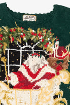 Vintage Green Heirloom Collectibles Santa Ugly Christmas Pullover (1990s)