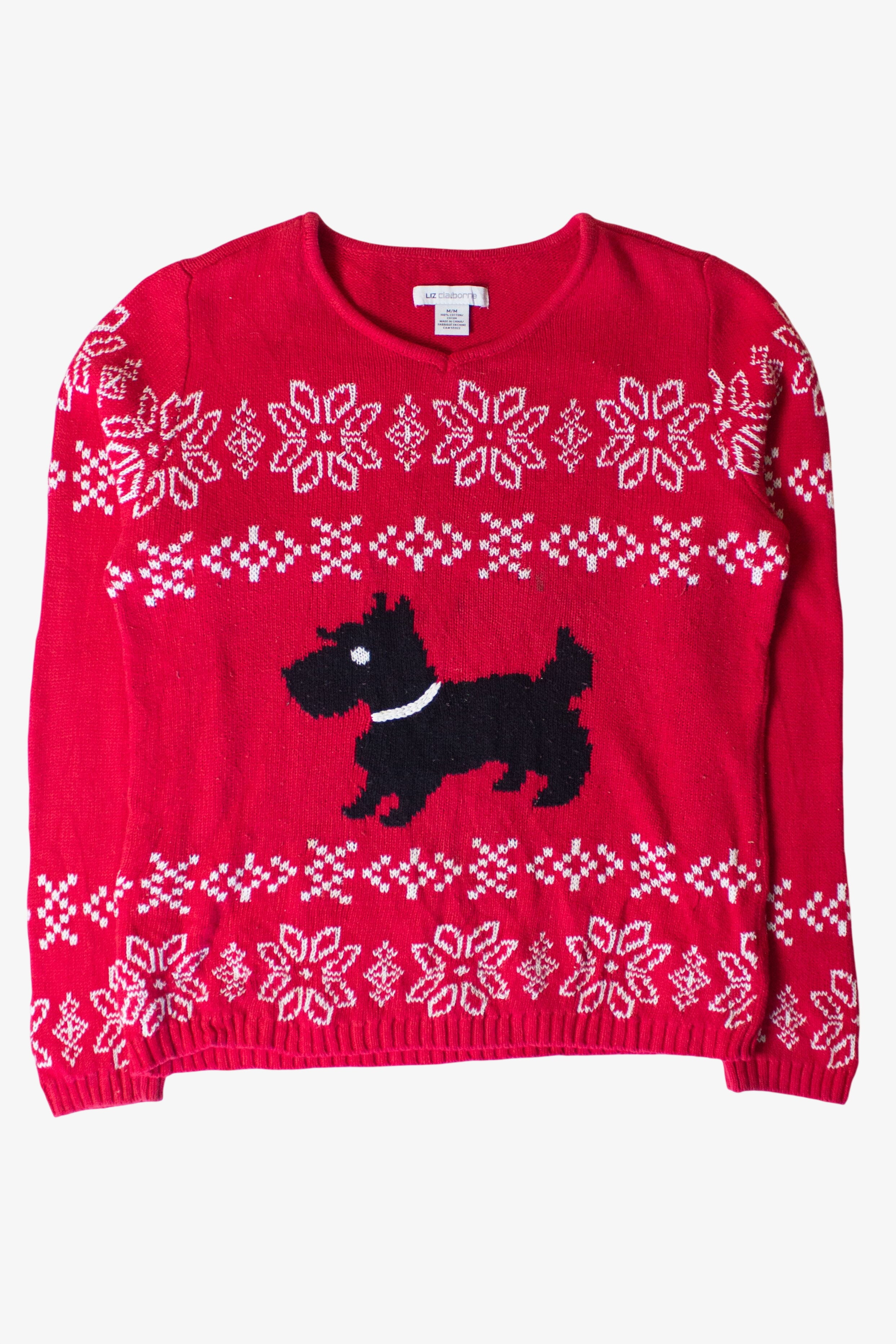 Vintage Red Fair Isle Terrier Christmas Sweater (2000s)