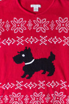 Vintage Red Fair Isle Terrier Christmas Sweater (2000s)
