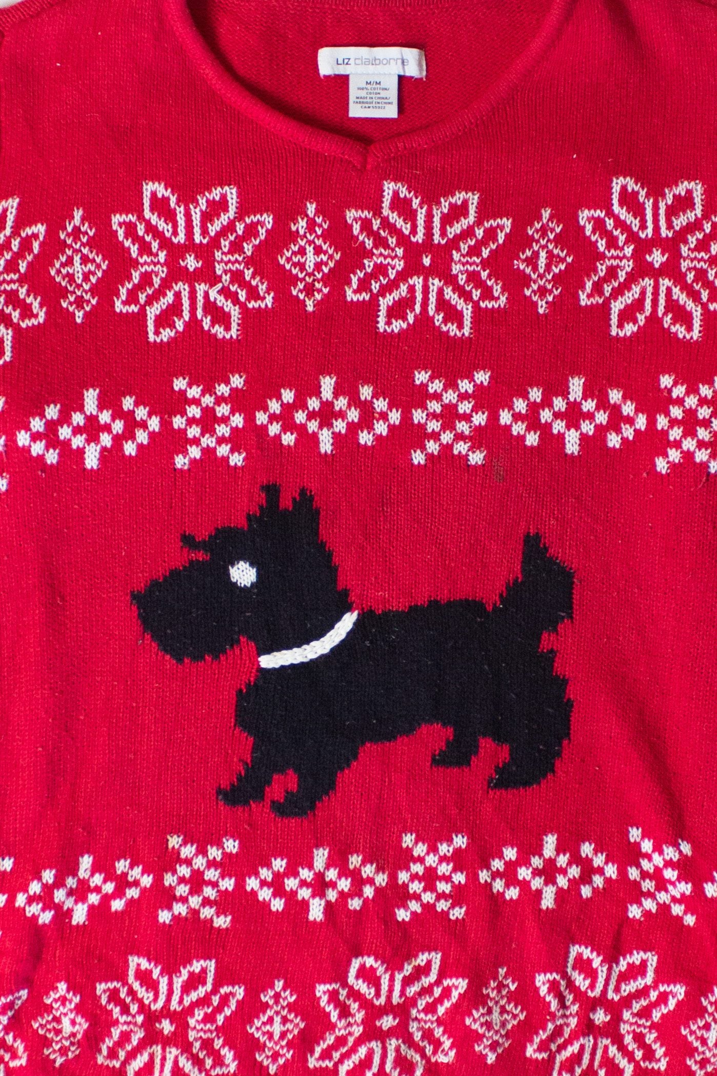 Vintage Red Fair Isle Terrier Christmas Sweater (2000s)