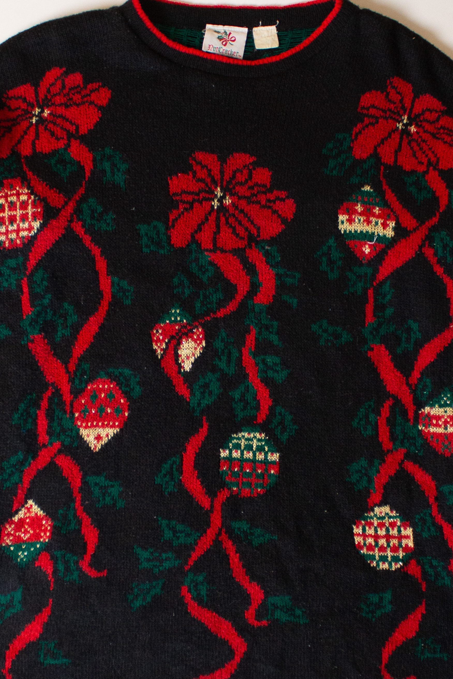 Vintage Black Ornaments Ugly Christmas Sweater (1990s)
