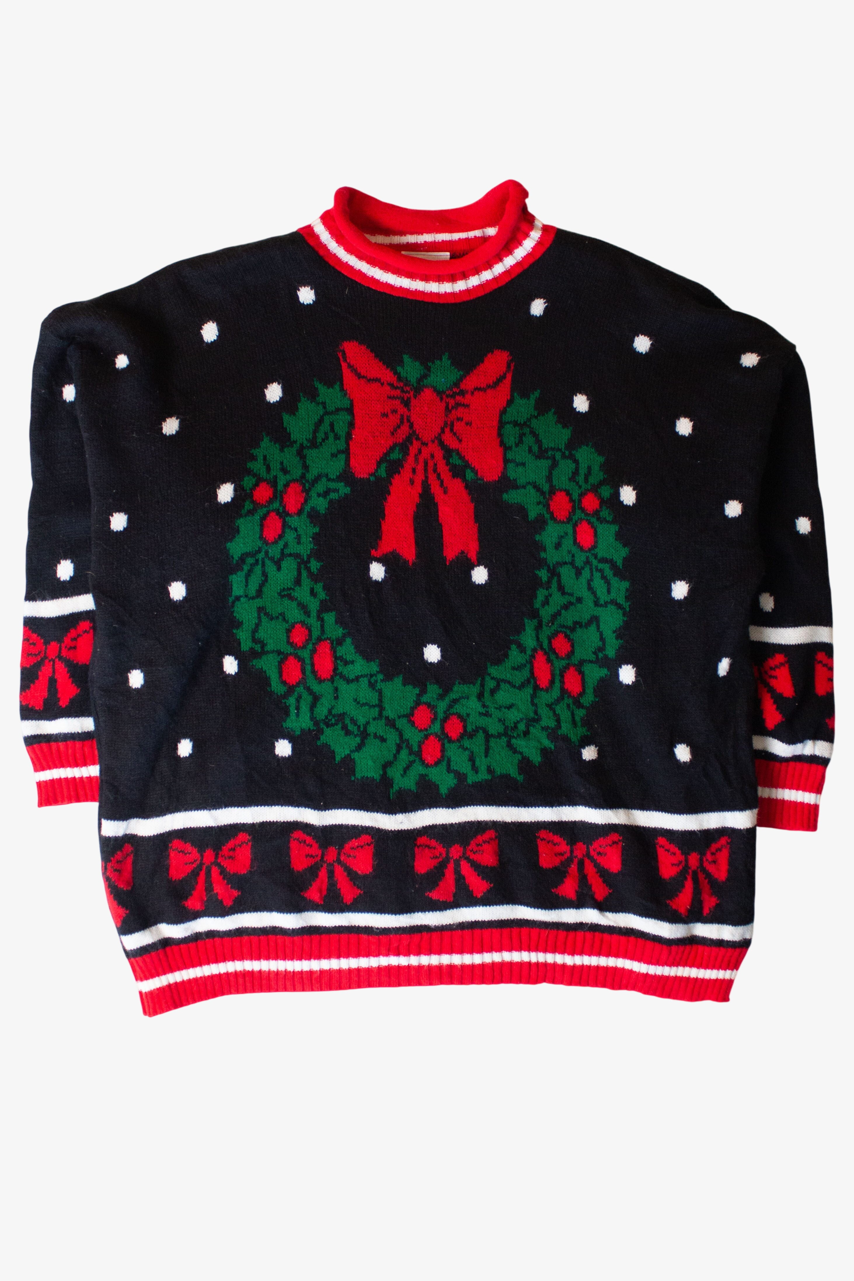Vintage Turtleneck Wreath Ugly Christmas Sweater (1990s)