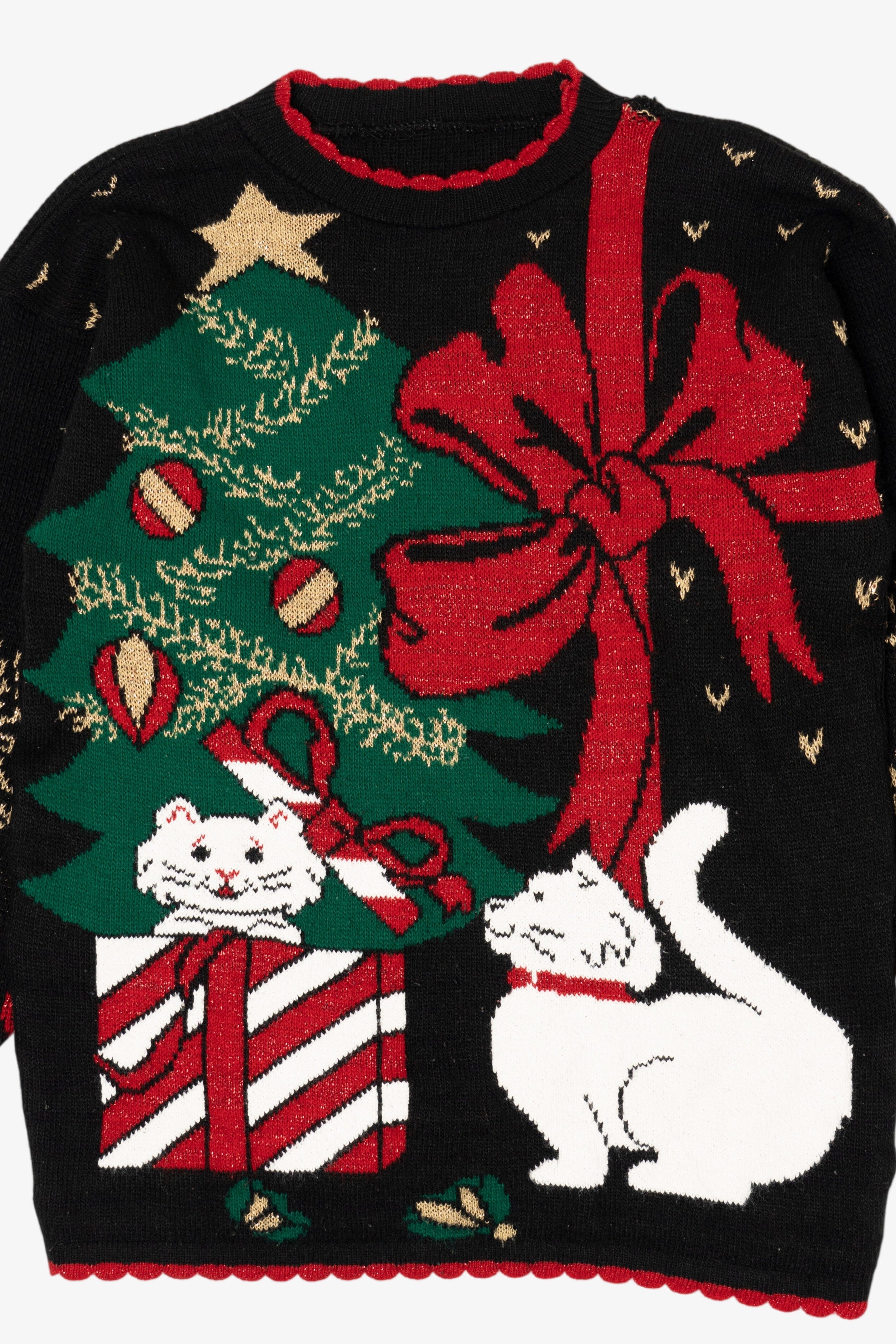 Vintage Black Unknown Cats Ugly Christmas Pullover (1990s)