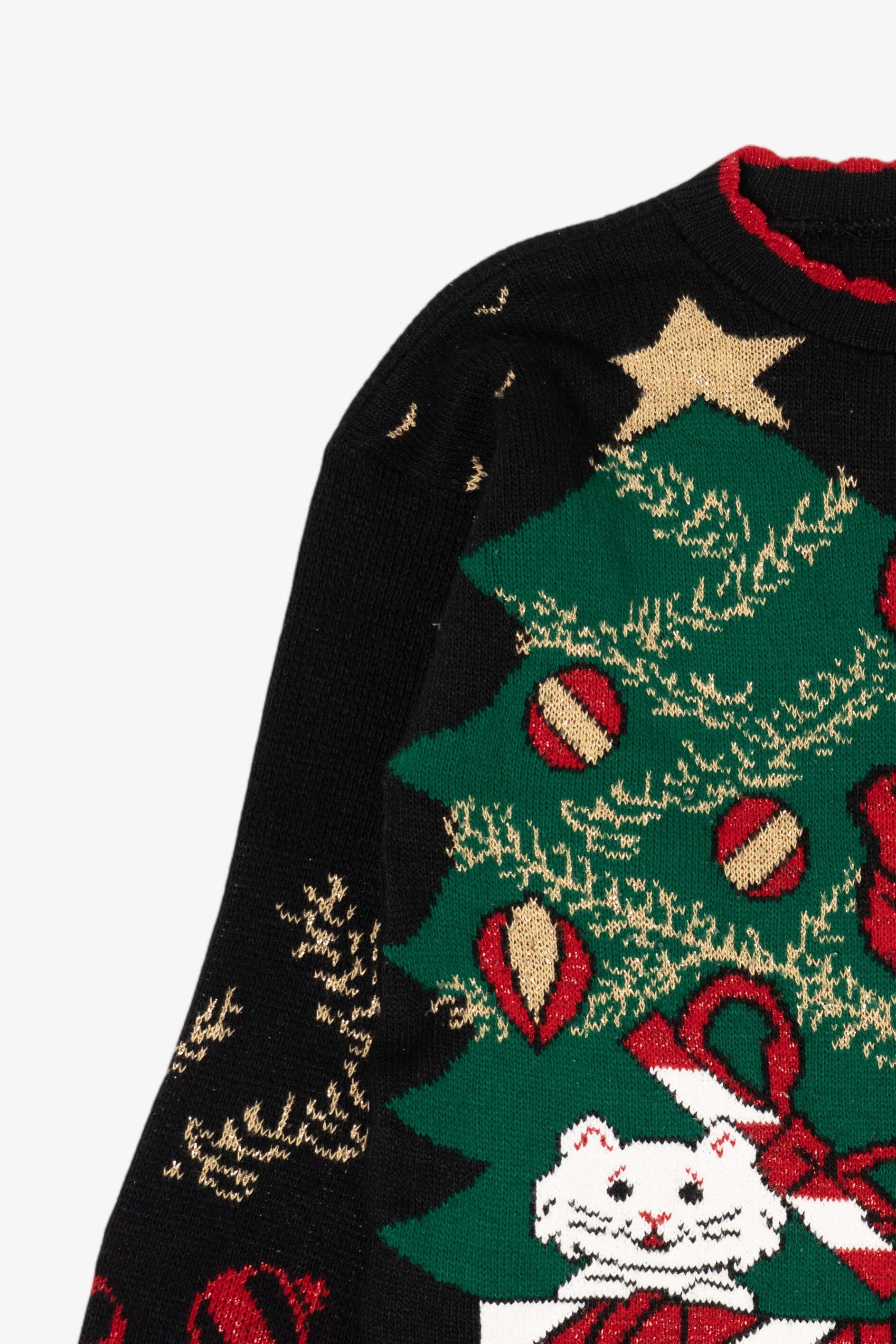 Vintage Black Unknown Cats Ugly Christmas Pullover (1990s)