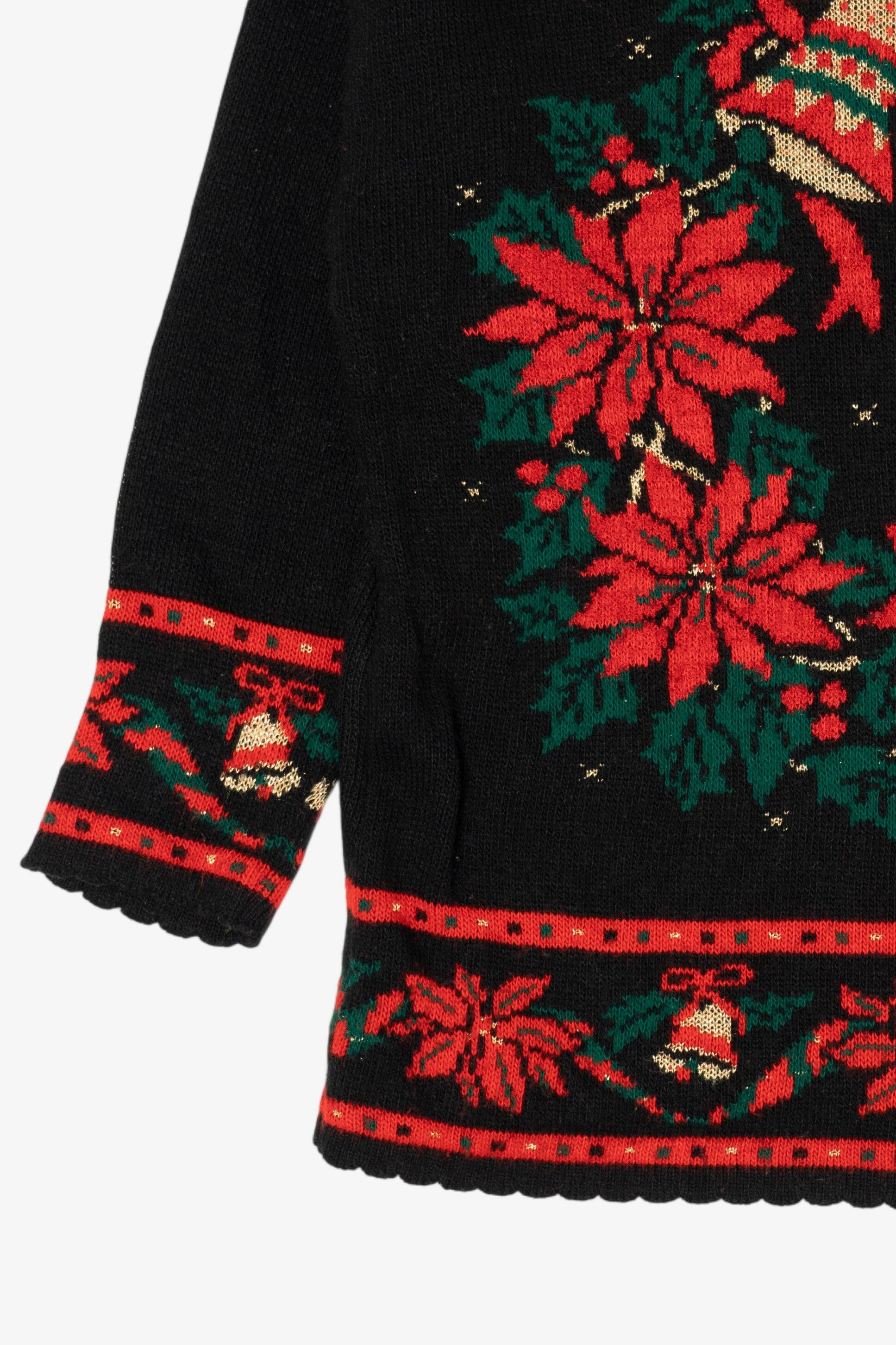 Vintage Black Nutcracker Wreaths Ugly Christmas Pullover (1980s)