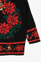 Vintage Black Nutcracker Wreaths Ugly Christmas Pullover (1980s)