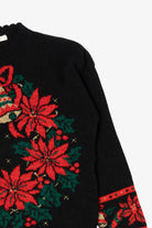 Vintage Black Nutcracker Wreaths Ugly Christmas Pullover (1980s)