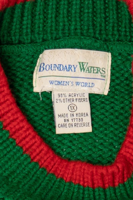 Vintage Green Boundary Waters Ugly Christmas Pullover (1980s)