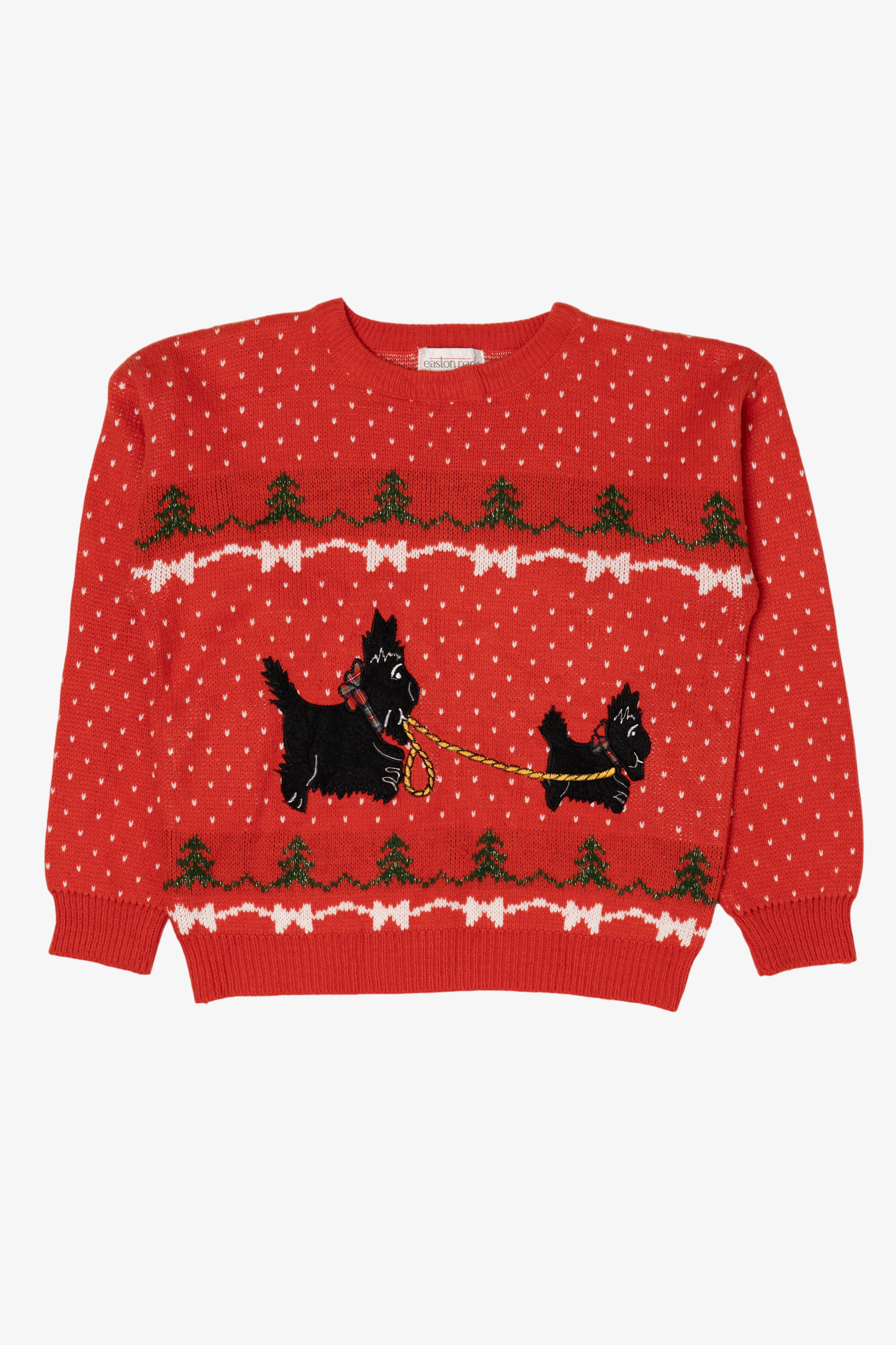 Vintage Red Easton Park Dogs Ugly Christmas Pullover (1980s)