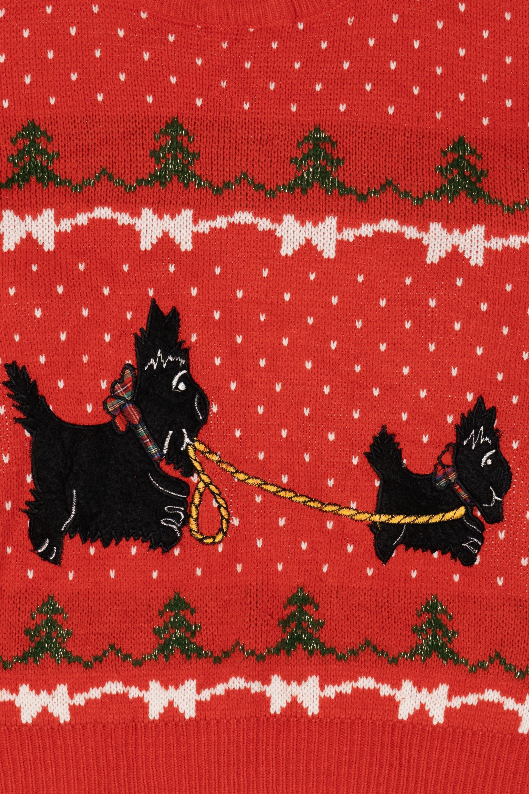 Vintage Red Easton Park Dogs Ugly Christmas Pullover (1980s)